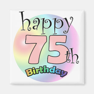 Happy 75th Birthday (roze) Magneet