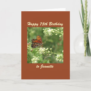 Happy 75th Birthday Wenskaart Butterfly Custom Kaart