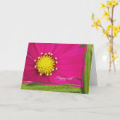 Happy 75th Birthday Wenskaart — Roze Kosmos Kaart (Gele Bloem)