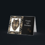 Happy 75th Birthday with Watercolor Wolf Kaart<br><div class="desc">Wolf,  Wolves,  Wild Animal,  Nature,   Watercolor</div>