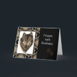 Happy 75th Birthday with Watercolor Wolf Kaart<br><div class="desc">Wolf,  Wolves,  Wild Animal,  Nature,   Watercolor</div>