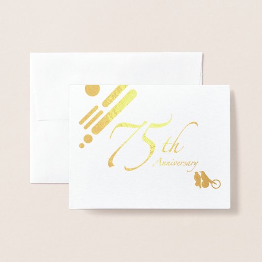 Happy 75th Jubileum Mod Birds Folie Kaarten (Voorkant met envelop)