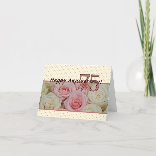 Happy 75th Jubileum rozen Kaart (Voorkant)