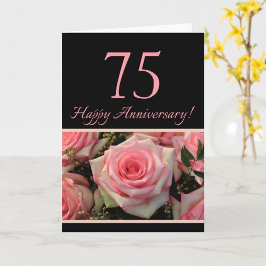 Happy 75th Jubileum rozen Kaart (Gele Bloem)