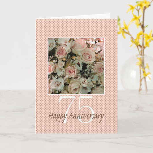Happy 75th Jubileum rozen Kaart (Gele Bloem)