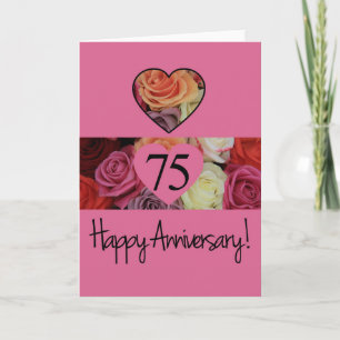 Happy 75th Jubileum rozen Kaart