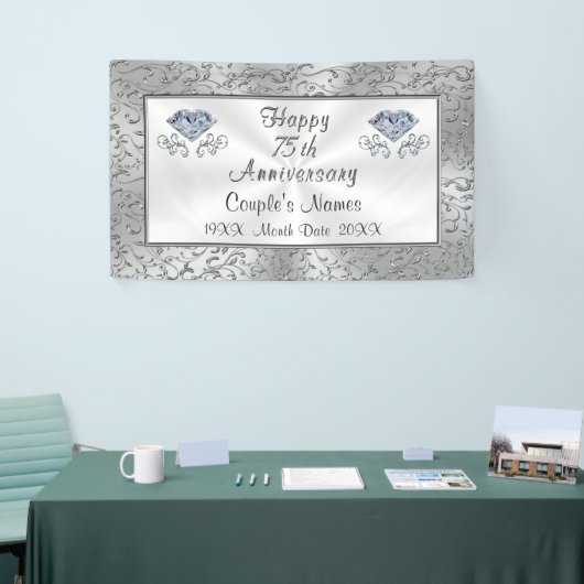 Happy 75th Wedding Jubileum Decorations Spandoek (Beurs)