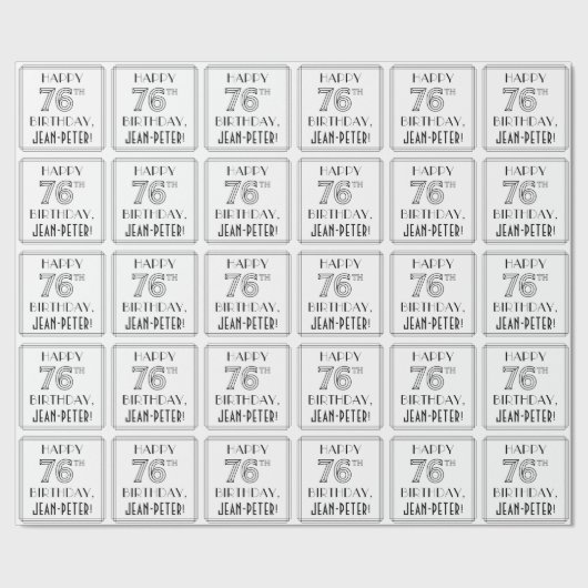 HAPPY 76TH BIRTHDAY; Art Deco Style; aangepaste na Cadeaupapier (Zoom)
