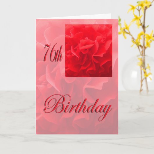 Happy 76th Birthday Dianthus Red Flower Kaart (Gele Bloem)