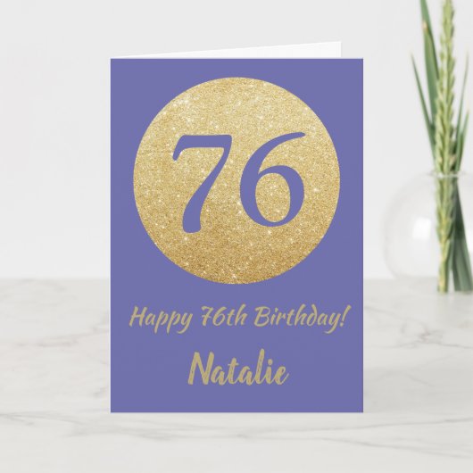 Happy 76th Birthday en Gold Glitter Kaart (Voorkant)