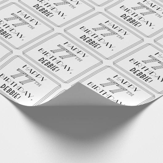 HAPPY 77TH BIRTHDAY; Art Deco Style; aangepaste na Cadeaupapier (Hoek)