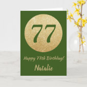 Happy 77th Birthday Green en Gold Glitter Kaart (Gele Bloem)