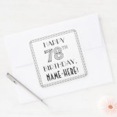 HAPPY 78th BIRTHDAY, Art Deco Style, aangepaste na Vierkante Sticker (Envelop)