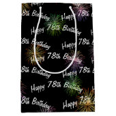 Happy 78th Birthday vuurwerk op zwart Medium Cadeauzakje (Voorkant)