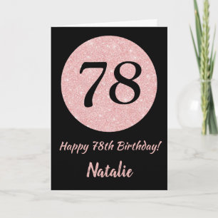 Happy 78th Birthday Zwart en Roos Pink Gold Kaart