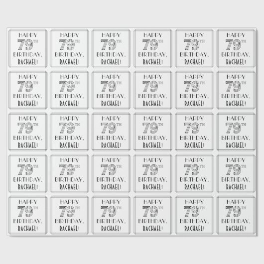 HAPPY 79TH BIRTHDAY; Art Deco Style; aangepaste na Cadeaupapier (Zoom)