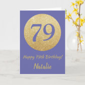 Happy 79th Birthday en Gold Glitter Kaart (Gele Bloem)