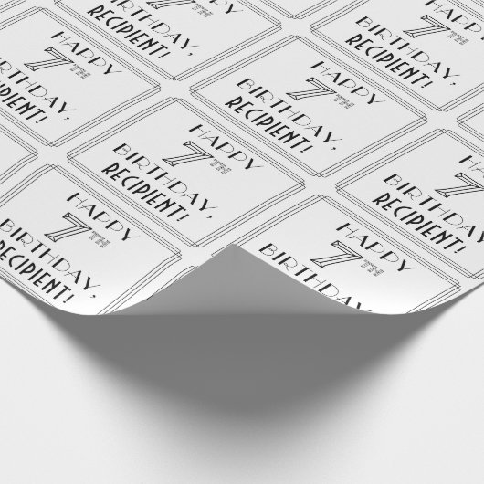 HAPPY 7E BIRTHDAY; Art Deco Style; Aangepaste naam Cadeaupapier (Hoek)