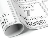 HAPPY 7E BIRTHDAY; Art Deco Style; Aangepaste naam Cadeaupapier (Rol Hoek)