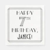 HAPPY 7E BIRTHDAY; Art Deco Style; Aangepaste naam Servet (Voorkant)