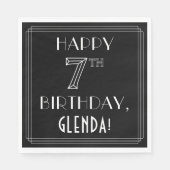 HAPPY 7E BIRTHDAY; Art Deco Style; Aangepaste naam Servet (Voorkant)
