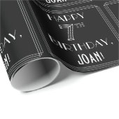HAPPY 7E BIRTHDAY; Art Deco Style met aangepaste n Cadeaupapier (Rol Hoek)
