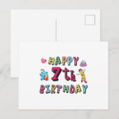 Happy 7th Birthday 7-jarige wensen Briefkaart (Voorkant / Achterkant)
