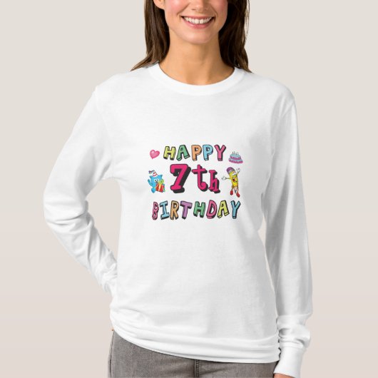 Happy 7th Birthday 7-jarige wensen T-shirt (Voorkant)