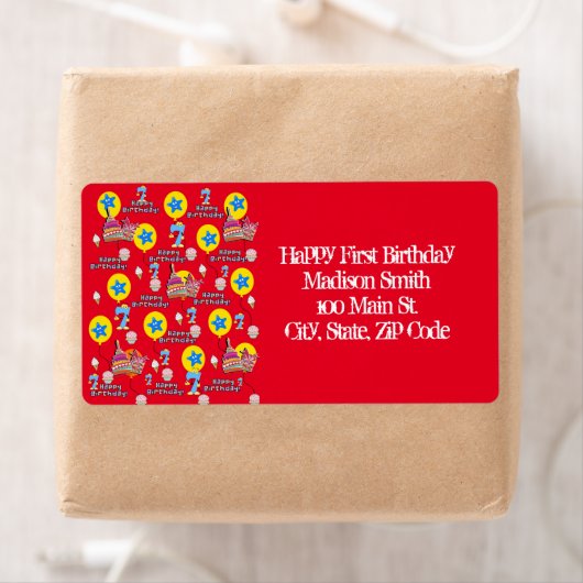 Happy 7th Birthday Adresetiketten, Red Etiket (Insitu)