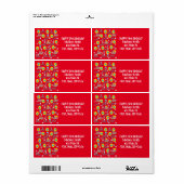 Happy 7th Birthday Adresetiketten, Red Etiket (Full Sheet)