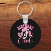 Happy 7th Birthday Girl Outfit Rodeo Western Cowgi Sleutelhanger (Voorkant)