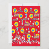 Happy 7th Birthday Invitation Birthday #7 Red Kaart (Voorkant)