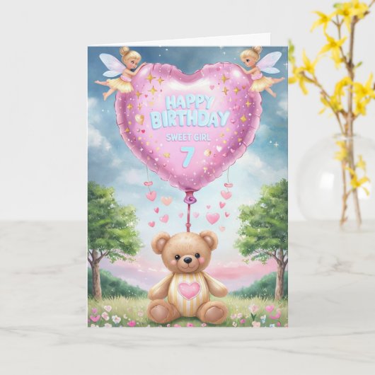 Happy 7th Birthday Kaart (Gele Bloem)