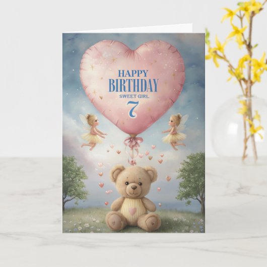 Happy 7th Birthday Kaart (Gele Bloem)