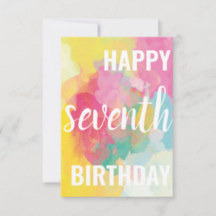 Happy 7th Birthday Kaart ("Waterverf gradiënten")