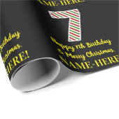 Happy 7th Birthday & Merry Kerstmis, aangepaste na Cadeaupapier (Rol Hoek)