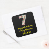 Happy 7th Birthday & Merry Kerstmis, aangepaste na Vierkante Sticker (Envelop)