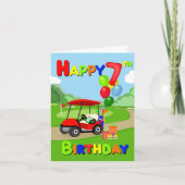 Happy 7th Birthday Red Boys Golf Kaart (Voorkant)