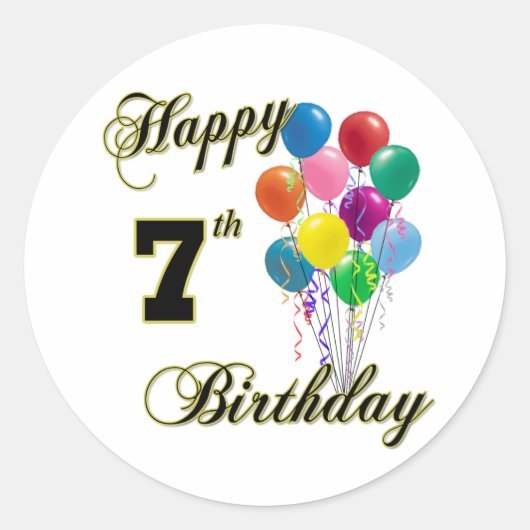 Happy 7th Birthday Sticker en Verjaardagskleding (Voorkant)