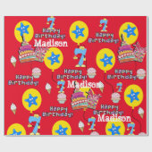 Happy 7th Birthday Wrapping Paper Balloons #7 Cadeaupapier (Vlak)