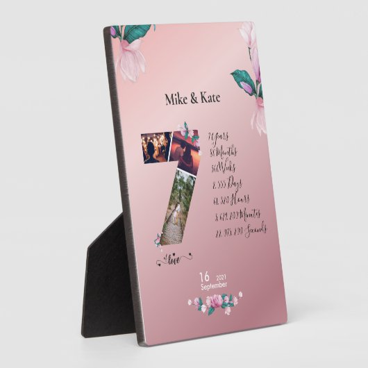 Happy 7th Jubileum, aangepaste fotocollage, graaf Fotoplaat (Zijkant)