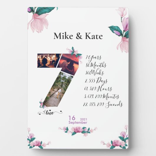 Happy 7th Jubileum, aangepaste fotocollage, graaf Fotoplaat (voorkant)