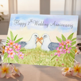 Happy 7th Wedding Anniversary Laysan Albatross Kaart