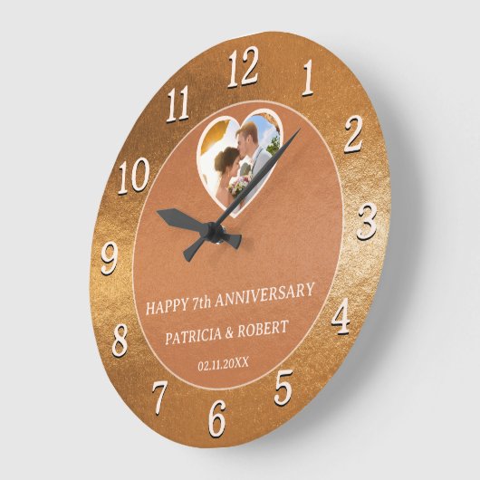 Happy 7th Wedding Jubileum Hart Foto Koper Grote Klok (Hoek)