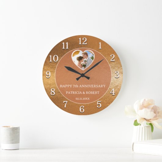Happy 7th Wedding Jubileum Hart Foto Koper Grote Klok (Huis)