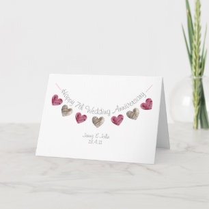 Happy 7th Wedding Jubileum wol hart kaart