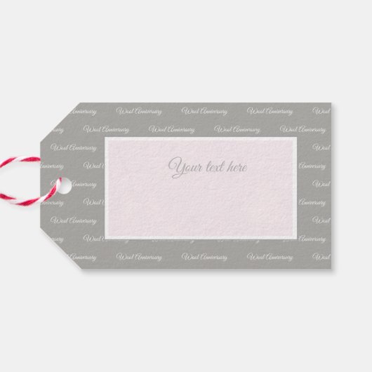 Happy 7th Wool Heart Jubileum Gift Label Cadeaulabel (Achterkant Horizontaal)