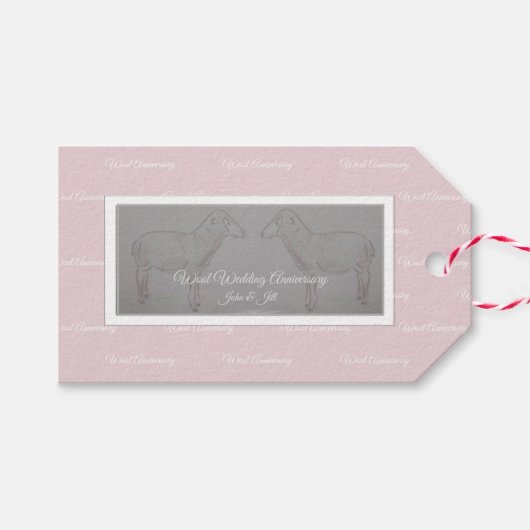 Happy 7th Wool Heart Jubileum Gift Label Cadeaulabel (Voorkant (Horizontaal))