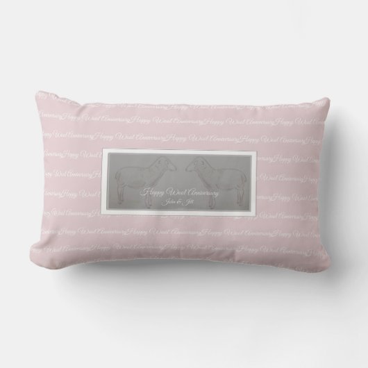 Happy 7th Wool Jubileum schaap kussen (grijs) (Voorkant)