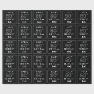HAPPY 80TH BIRTHDAY; Art Deco Style met aangepaste Cadeaupapier